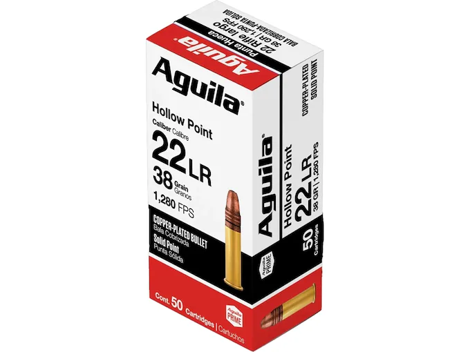Buy Aguila Super Extra High Velocity 22LR Ammo 38 Grain Plated Hollow Point
