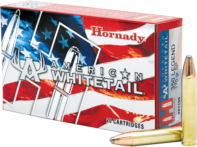 Hornady American Whitetail 350 Legend Ammo 170 Grain Hornady Interlock Jacketed Soft Point 300rounds