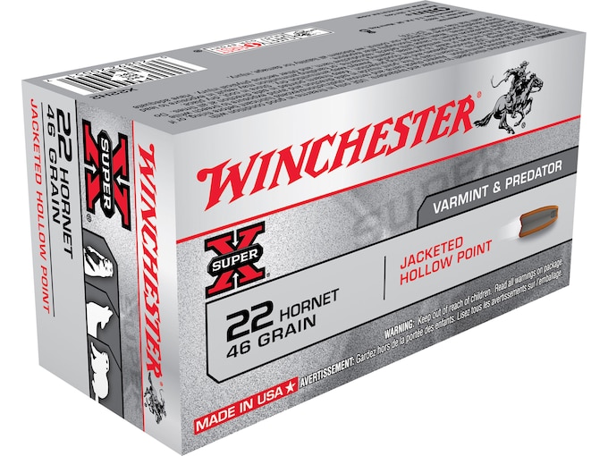 In Stock: Winchester Super X 22 Hornet Ammo 46 Grain Jacketed Hollow Point 200 rounds