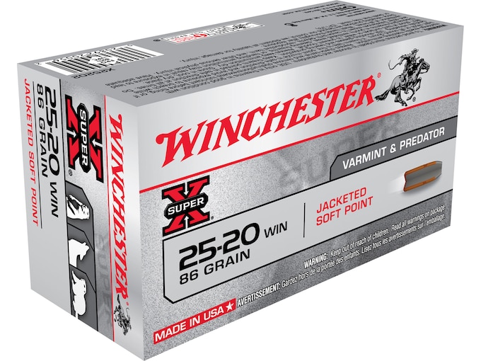 Buy Winchester Super X 25-20 WCF Ammo 86 Grain Jacketed Soft Point Box of 50