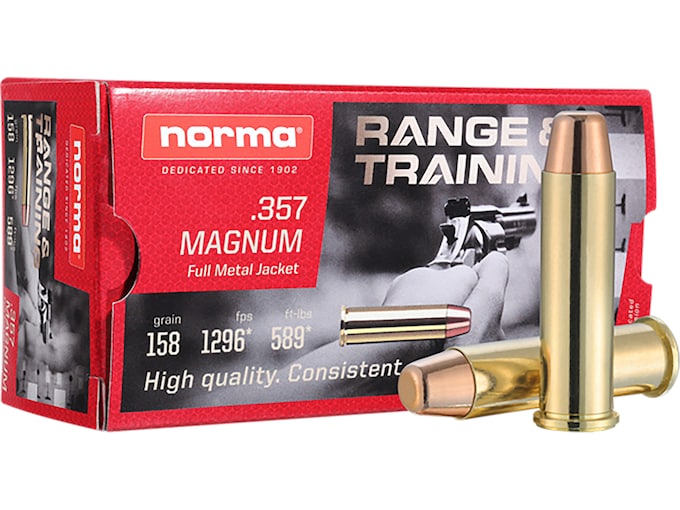 Order Norma Range & Training 357 Magnum Ammo 158 Grain Full Metal Jacket 500 rounds Online